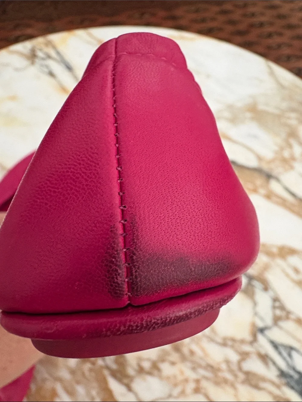 Tory Burch Raspberry Leather Logo Ballet Flats